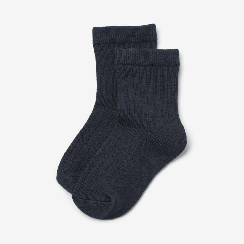 Wheat Main 2 pk Wool Rib Socks Vilde Socks/Tights 1432 navy