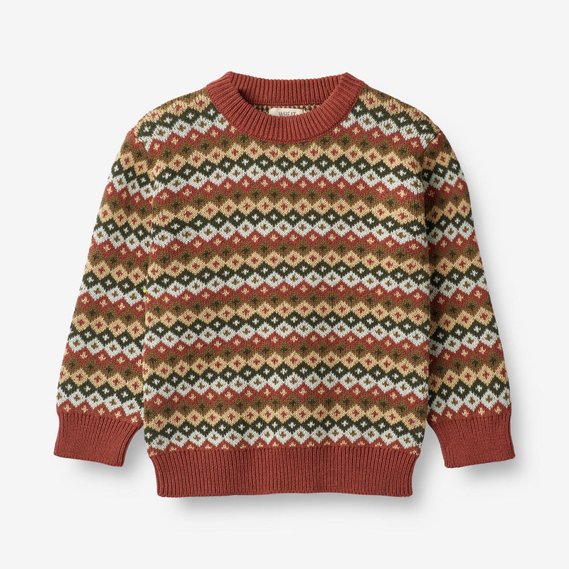 Wheat Main Jacquard Pullover Elias Knitted Tops 2079 multi red