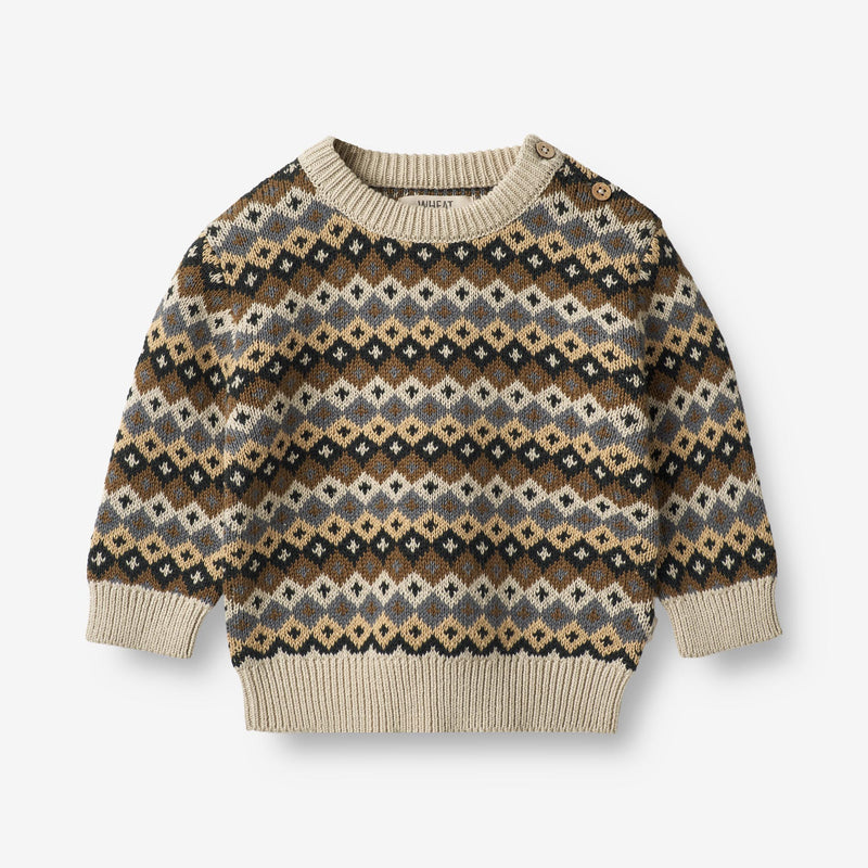 Wheat Main Jacquard Pullover Elias | Baby Knitted Tops 9402 multi blue