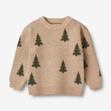 Wheat Main Jacquard Pullover Tree Knitted Tops 3191 offwhite