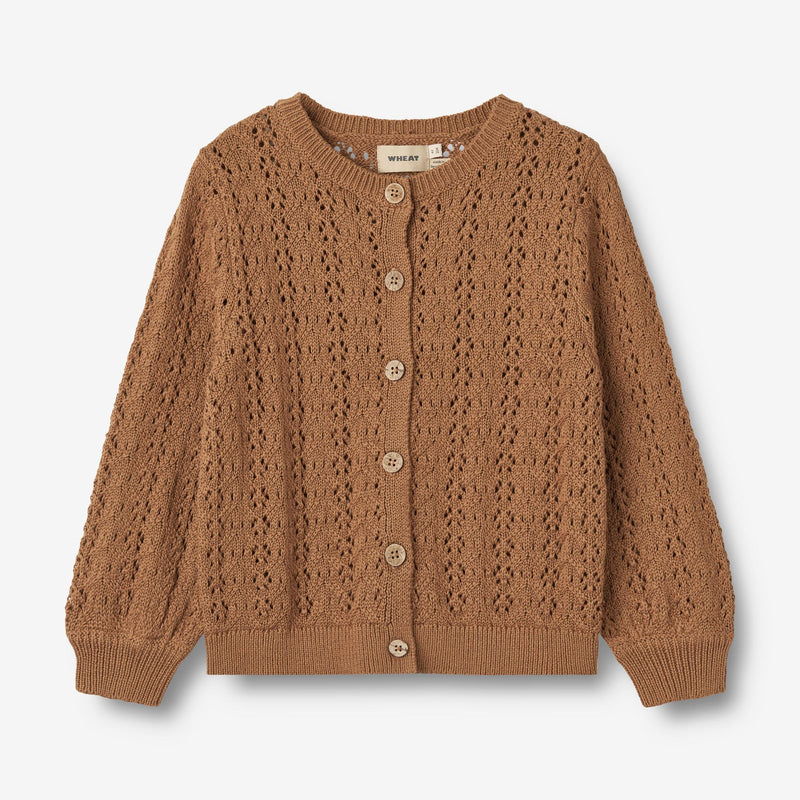 Wheat Main Knit Cardigan Celia Knitted Tops 5073 caramel