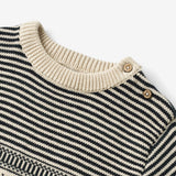 Wheat Main Knit Pullover Janus Knitted Tops 1432 navy