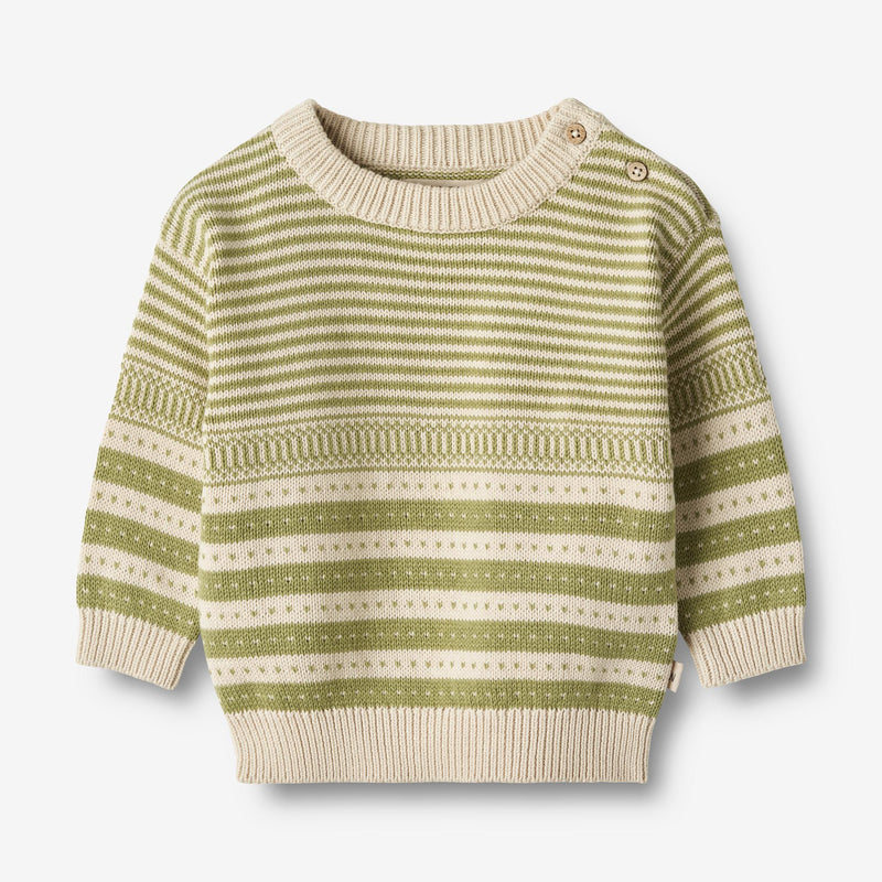 Wheat Main Knit Pullover Janus Knitted Tops 4122 sage