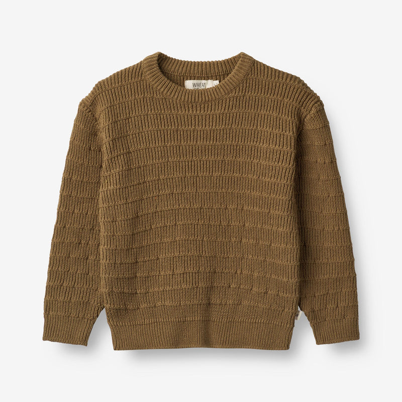 Wheat Main Knit Pullover Petro Knitted Tops 4143 green bark