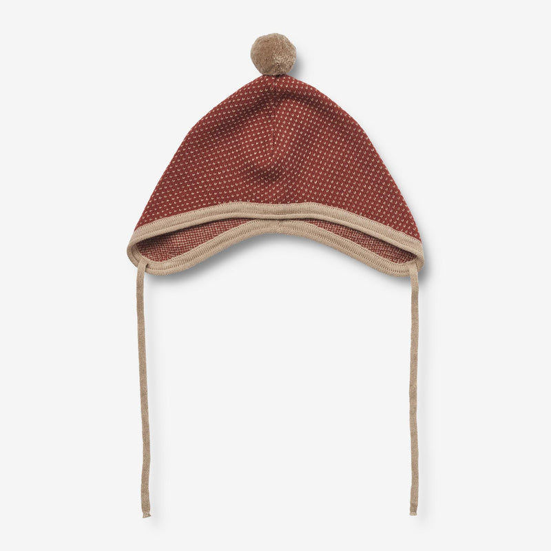 Wheat Outerwear Knitted Bonnet Muma | Baby Outerwear acc. 2072 red