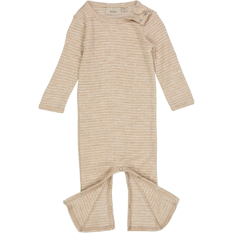 Wheat Wool Plain Wool Jumpsuit Jumpsuits 3206 khaki stripe