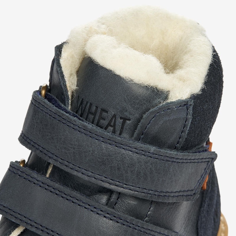 Wheat Footwear Stewie Tex Velcro Leather Winter Footwear 1432 navy