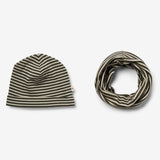 Wheat Wool Wool Hat & Neckwarmer Arta Acc 4142 green stripe